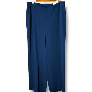 Chico's Pants NWT Women's Sz 3 (16) Pull-On Wide Leg Soft Pants Azores Blue